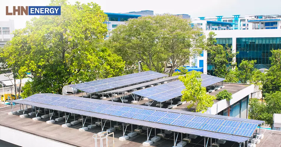 Solar Panels in an industrial area