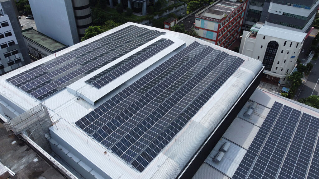 commercial building with solar panels