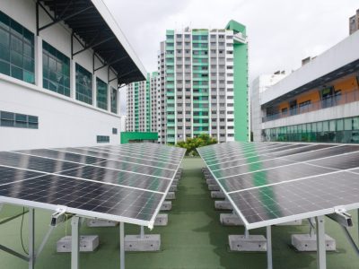 Industrial Solar Panel Installation on Warehouse Rooftop