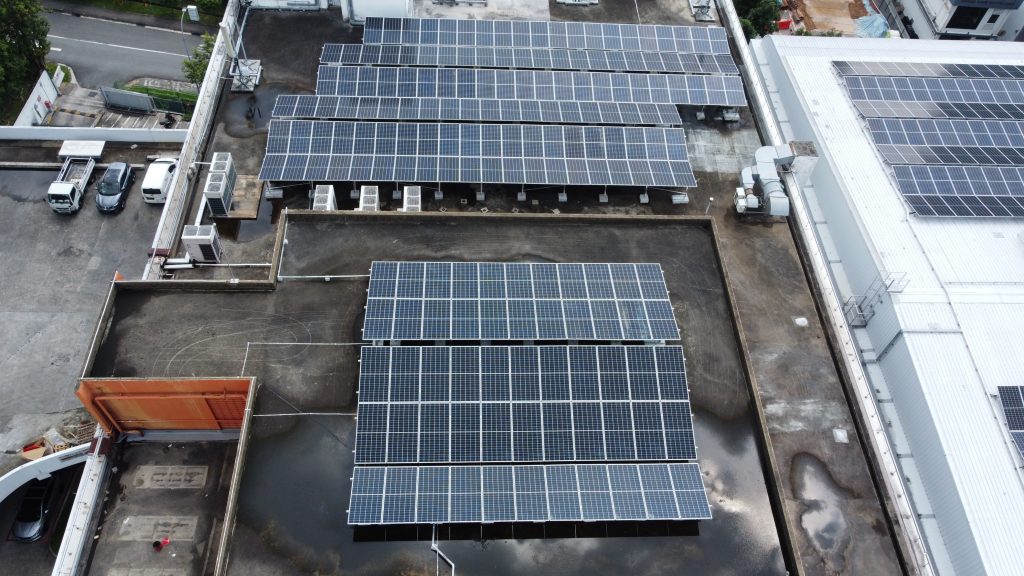 Concrete roof solar panels at 34 Boon Leat Terrace