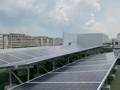 roof with big solar panels