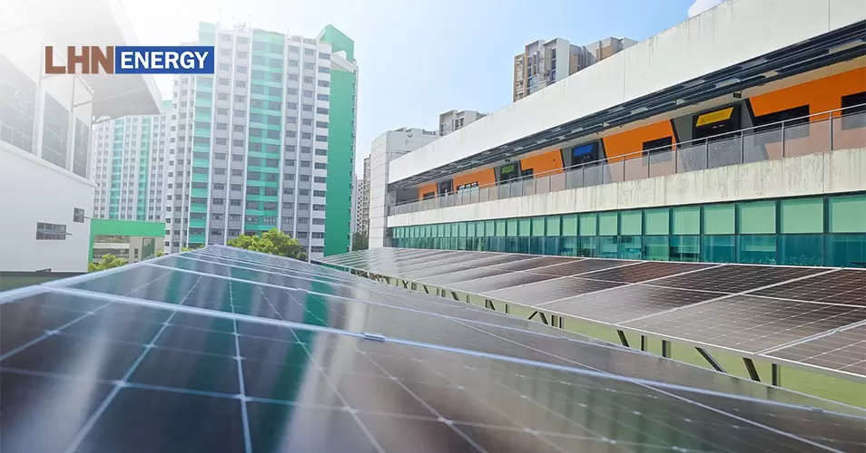 Solar panels on a industrial building