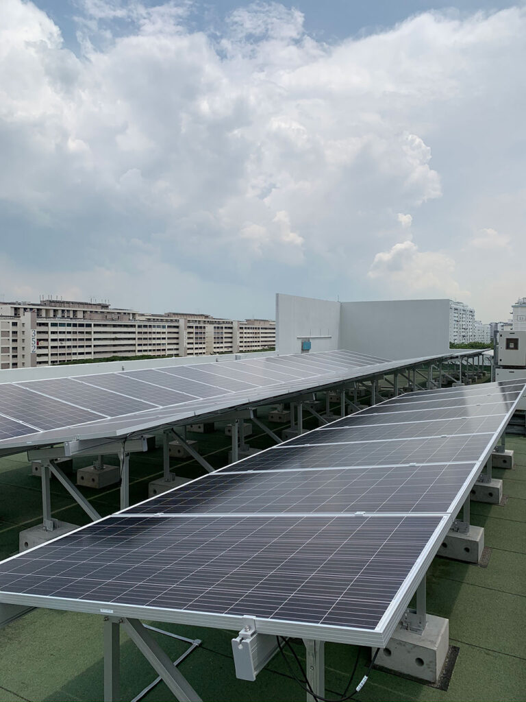 roof with big solar panels
