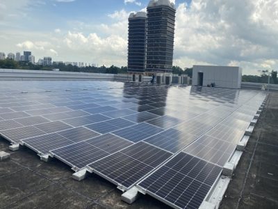 Solar Panels at the top of a building